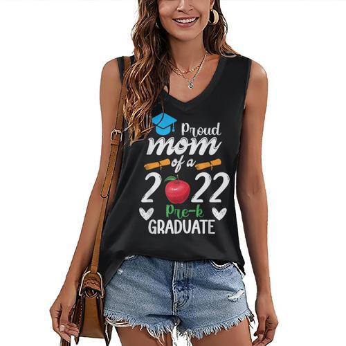 Proud Mom Of 2022 Pre K Graduate Graduation Women's V-Neck Tank Top - Best Gift Smart