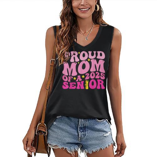 Proud Mom Of a 2025 Graduate Class Senior Graduation Mother Women's V-Neck Tank Top - Best Gift Smart
