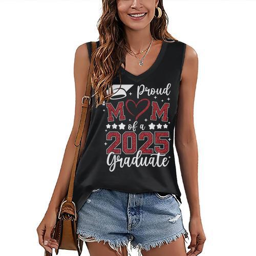 Proud Mom Of 2025 Senior Graduate Matching Family Graduation Women's V-Neck Tank Top - Best Gift Smart