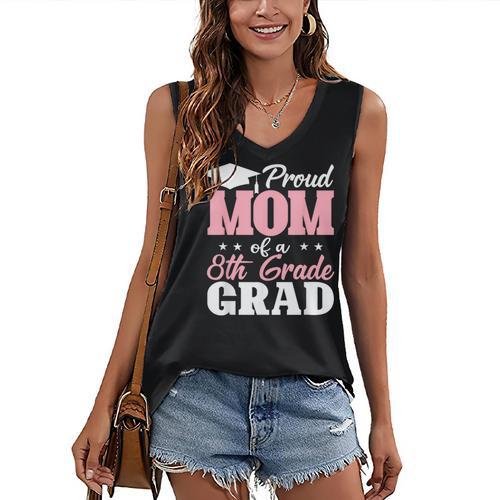 Proud Mom Of An Awesome 8th Grade Graduate 2026 Graduation Women's V-Neck Tank Top - Best Gift Smart