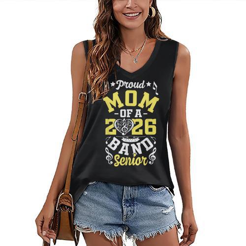Proud Mom Of a Band Senior 2026 Graduation Women's V-Neck Tank Top - Best Gift Smart