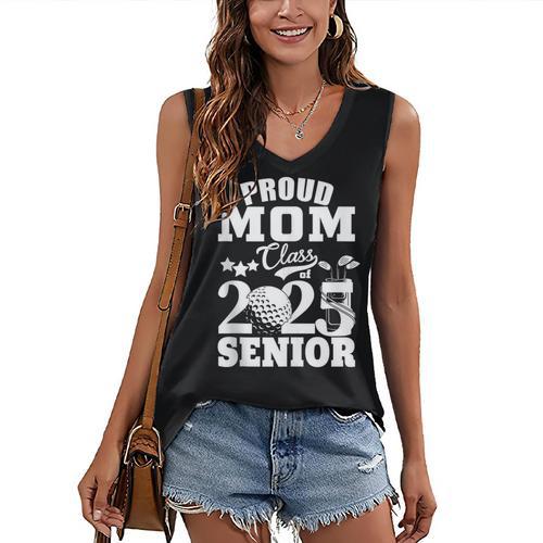 Proud Mom Class Of 2025 Graduation Senior Golf Player Mom Women's V-Neck Tank Top - Best Gift Smart