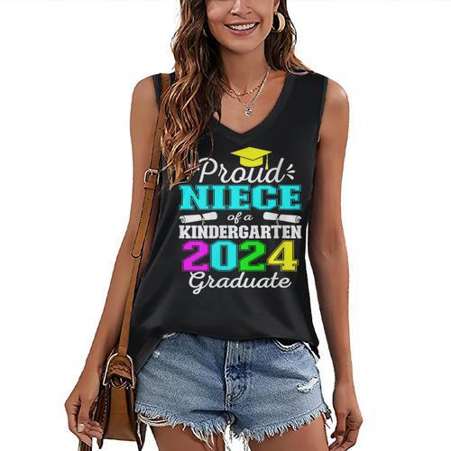 Proud Niece Of Kindergarten Graduate 2024 Graduation Niece Women's V-Neck Tank Top - Best Gift Smart