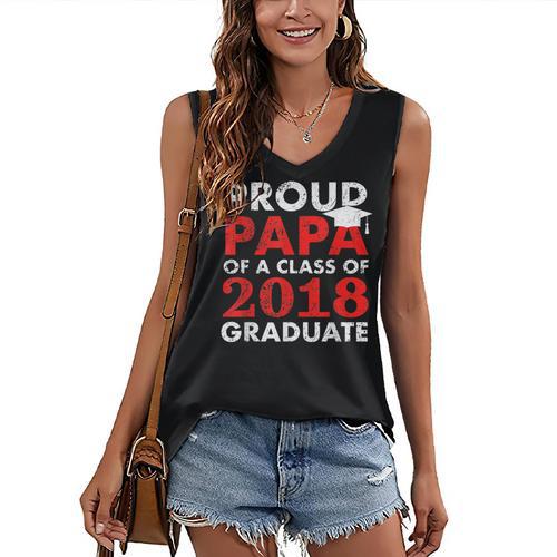 Proud Papa Of A Class Of 2018 Graduate Shirt Graduation Women's V-Neck Tank Top - Best Gift Smart