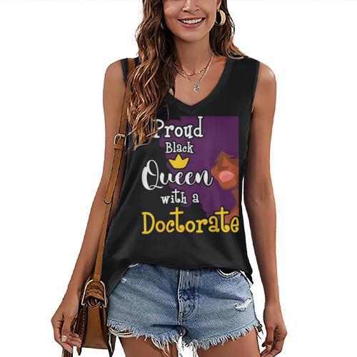 Proud Queen PhD Graduate PhD Graduation Doctorate Women's V-Neck Tank Top - Best Gift Smart