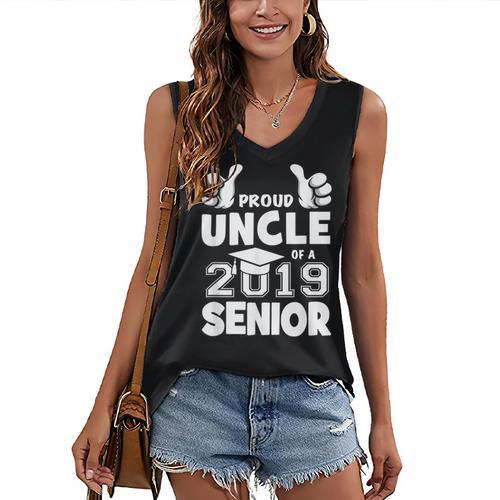 Proud Uncle Of A 2019 Senior School Graduation Shirt Women's V-Neck Tank Top - Best Gift Smart