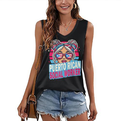 Puerto Rican Latina Social Worker MSW Masters Graduation Women's V-Neck Tank Top - Best Gift Smart