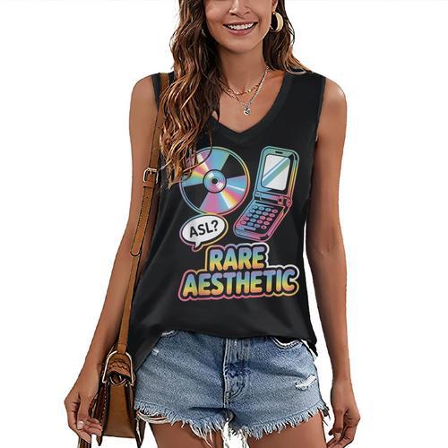 Rare Aesthetic Retro Nostalgia Y2K Vibes Women's V-Neck Tank Top - Figerry
