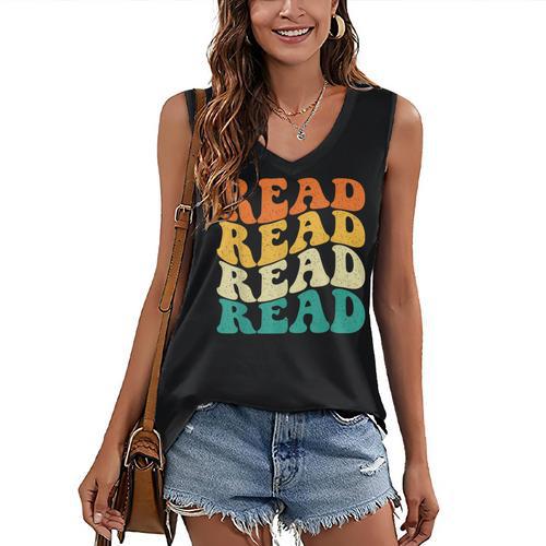 Read Read Read Read Book Lover Reading Bookworm Reader Women's V-Neck Tank Top - Bookorys DE