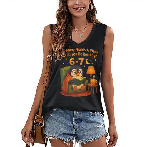 Reading 6 7 Six Seven Meme English Teacher Book Lover Women's V-Neck Tank Top - Bookorys
