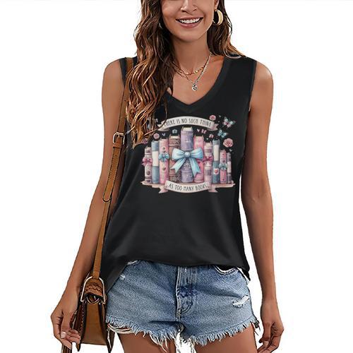 There’s No Such Thing As Too Many Books Women's V-Neck Tank Top - Bookorys DE