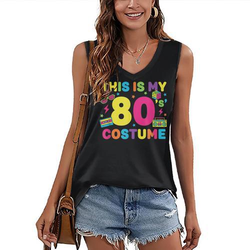 Retro 80's Costume 80s Nostalgia Party Women's V-Neck Tank Top - Figerry