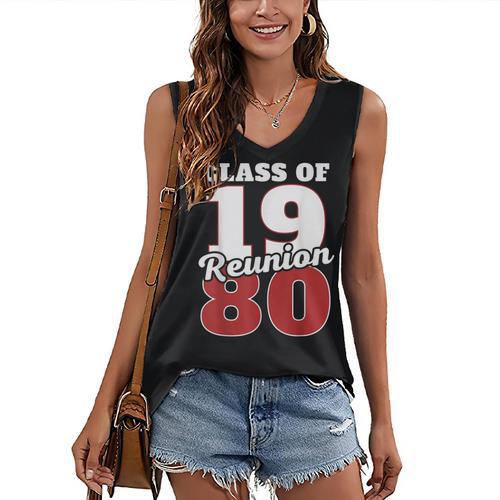Reunion 1980 Class Of 1980 Reunion 80 Graduation 1980 Women's V-Neck Tank Top - Best Gift Smart