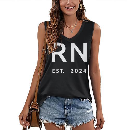 RN Est 2024 Registered Nurse Nursing School Graduation Women's V-Neck Tank Top - Best Gift Smart