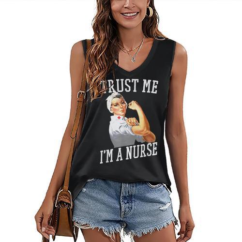 Rosie Riveter Nurse Shirt Nurse Graduation Shirt Women's V-Neck Tank Top - Best Gift Smart