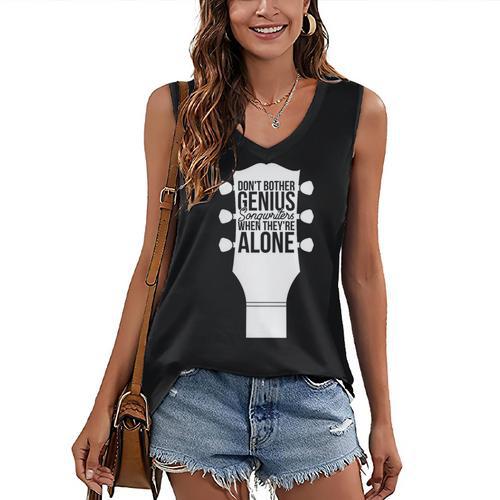 Sarcastic Jokes Genius Songwriters Are Introvert Guitarist Women's V-Neck Tank Top - Raresse