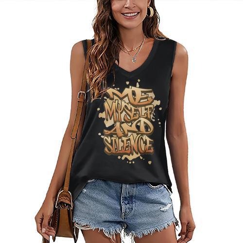 Self Care Introvert Relaxation Me Myself And Silence Retro Women's V-Neck Tank Top - Raresse