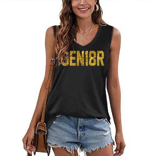 SEN18R Senior 2018 High School Graduation Party T-Shirt Women's V-Neck Tank Top - Best Gift Smart