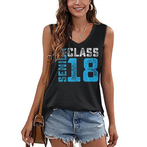 Senior Class 18 Shirt Graduation Apparel T-Shirt Women's V-Neck Tank Top - Best Gift Smart