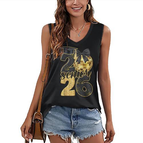 Senior Class Of 2026 Senior Girl Graduation Cap Coquette Bow Women's V-Neck Tank Top - Best Gift Smart