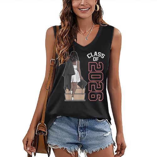 Senior Class Of 2026 Melanin Girl 2026 Graduation Women's V-Neck Tank Top - Best Gift Smart