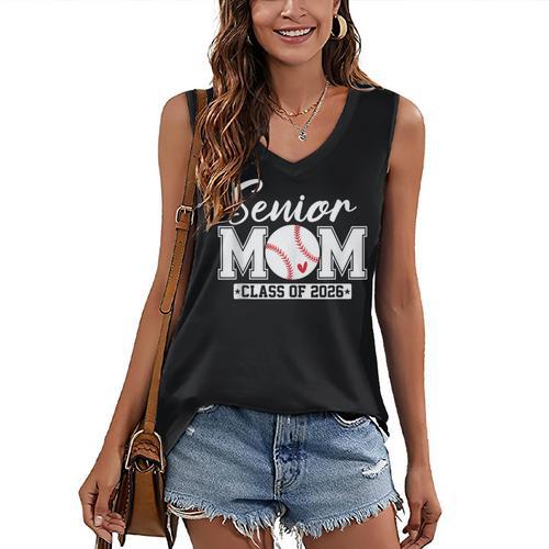 Senior Mom Class Of 2026 Baseball Mom Graduation Women's V-Neck Tank Top - Best Gift Smart