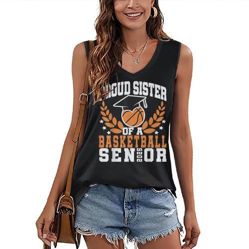Sister Class Of 2025 Senior Basketball Graduation Family Women's V-Neck Tank Top - Best Gift Smart