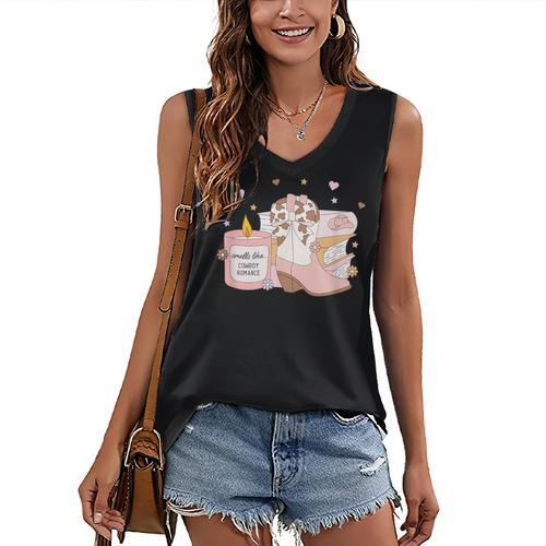Smells Like Cowboy Romance Book Lover Women's V-Neck Tank Top - Bookorys UK