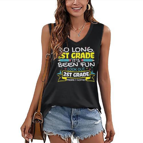 So Long 1st Grade 2nd Grade Here I Come School Graduation Women's V-Neck Tank Top - Best Gift Smart