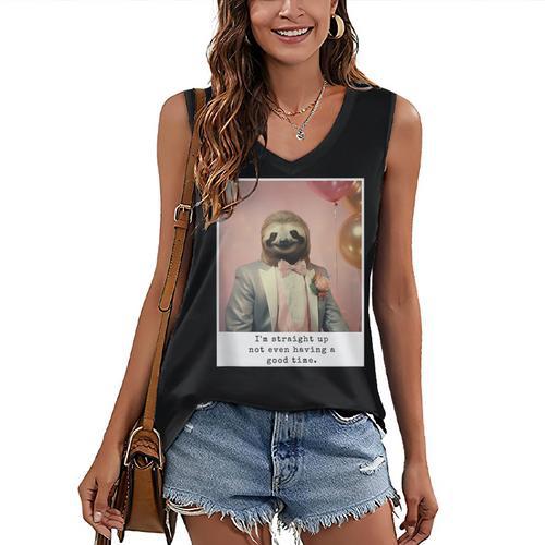Social Anxiety Not Having A Good Time Socializing Introvert Women's V-Neck Tank Top - Raresse