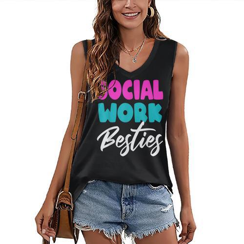 Social Worker Work Coworkers Best Friend Graduation MSW Women's V-Neck Tank Top - Best Gift Smart