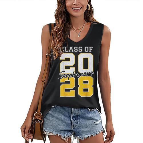 Sophomore 2028 Class Of 2028 Graduation 2028 10th Grade Women's V-Neck Tank Top - Best Gift Smart