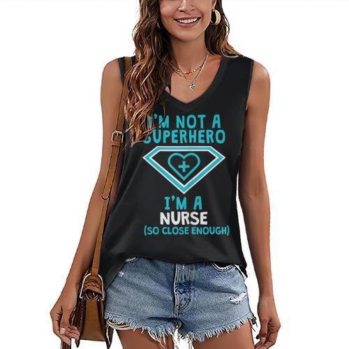 Superhero RN Nurse Shirt Graduation Women's V-Neck Tank Top - Best Gift Smart