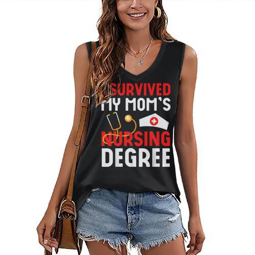 I Survived My Mom's Nursing Degree Graduation Day 2026 Women's V-Neck Tank Top - Best Gift Smart