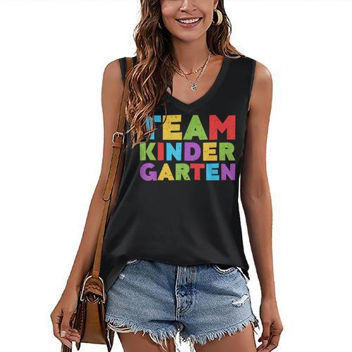 Team Kindergarten Shirt Teacher Back To School Graduation Men Women Girls Kids Women's V-Neck Tank Top - Best Gift Smart