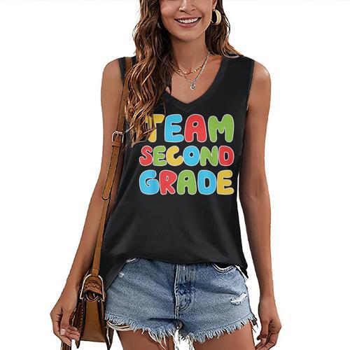 Team Second Grade Shirt 2nd Grade Back To School Graduation Women's V-Neck Tank Top - Best Gift Smart