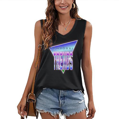 Temporal Trends Vaporwave Style Retro Nostalgia Look Women's V-Neck Tank Top - Figerry