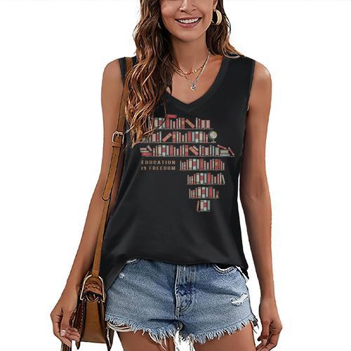 History Book Education Is Freedom Women's V-Neck Tank Top - Bookorys
