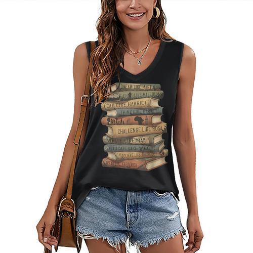 History Books Dream Like Martin Quote Black History Mo Women's V-Neck Tank Top - Bookorys CA