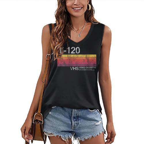 Video Cassette Tape VHS 80s 90s Nostalgia Costume Women's V-Neck Tank Top - Figerry