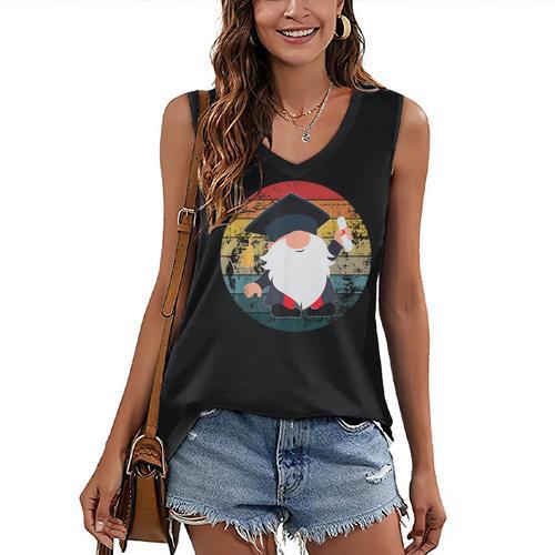 Vintage Graduation Gnome Women's V-Neck Tank Top - Best Gift Smart