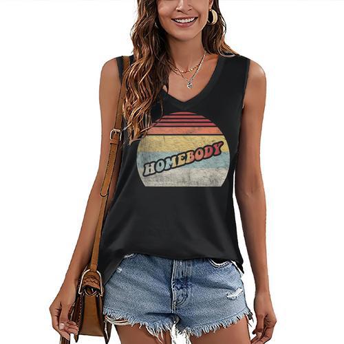Vintage Homebody Shirt Stay At Home Quarantine Introvert Women's V-Neck Tank Top - Raresse