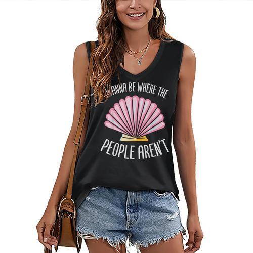 I Wanna Be Where The People Aren't Introverted Introvert Women's V-Neck Tank Top - Raresse