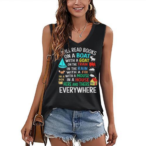 I Will Read Books On A Boat & Everywhere Women's V-Neck Tank Top - Bookorys DE