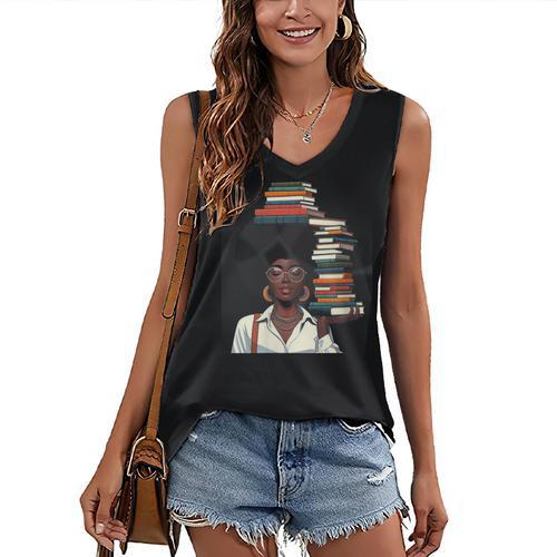 Women's Education Is Freedom Teacher Books Black History Month Women's V-Neck Tank Top - Bookorys