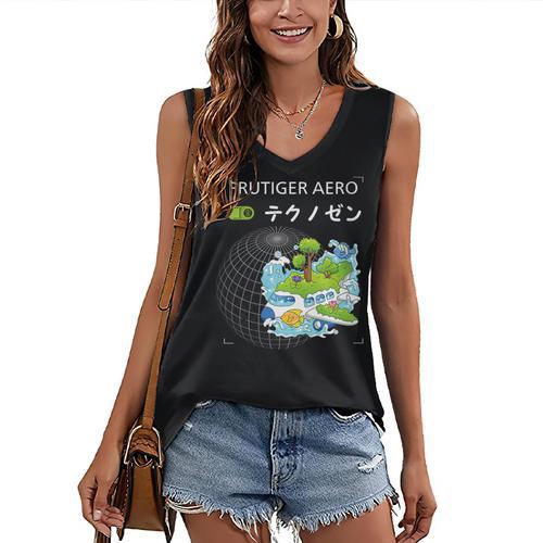 Women's Frutiger Aero Y2K Fashion Trends Statement Piece Tech Orbite Women's V-Neck Tank Top - Figerry