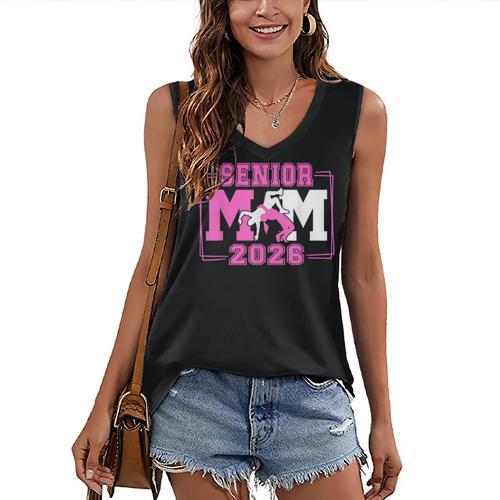Wrestling Senior Mom Wrestling Senior 2026 Graduation Women's V-Neck Tank Top - Best Gift Smart
