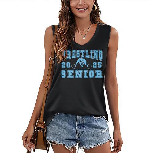Wrestling Senior Night Wrestling Senior 2025 Graduation 38 Women's V-Neck Tank Top - Best Gift Smart