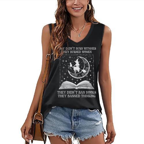 They Didn't Burn Witches Burned Women Books Feminist Women Women's V-Neck Tank Top - Bookorys DE