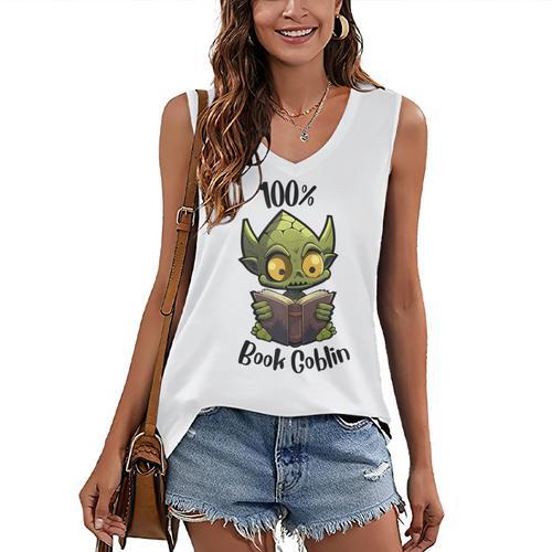 100 Book Goblin Cute Book Reader And Library Lover Women's V-Neck Tank Top - Bookorys DE